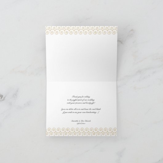 感謝の気持ちを込めて ウェディングバード 折り紙カード サンキューカード (内部)