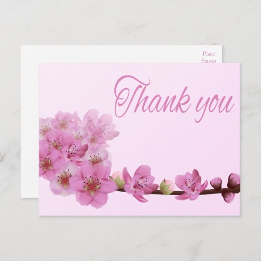 感謝の気持ちを込めて　桜の花　紫とピンク ポストカード (正面/裏面)