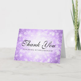 感謝の気持ちを込めて -  紫色のウィンターワンダーランドの花嫁の友人へ サンキューカード