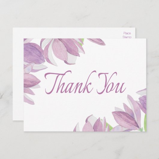 感謝の気持ちを込めて　花水彩　紫の花 ポストカード (正面/裏面)