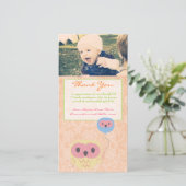 感謝の気持ちを込めて 赤ちゃん女の子の写真テンプレート サンキューカード (スタンド正面)