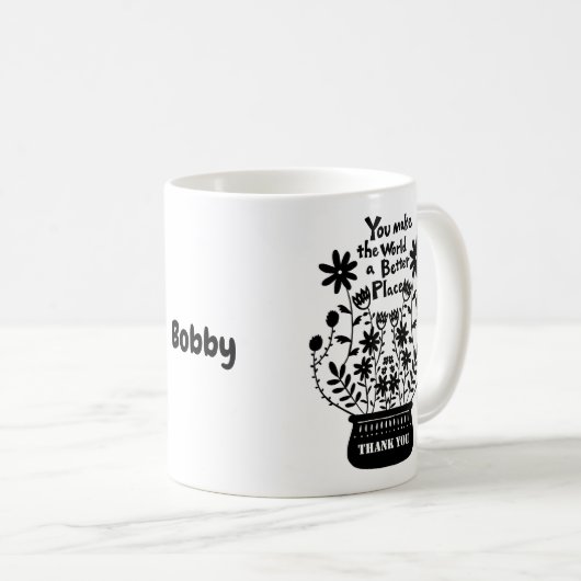 感謝の気持ち世界をより良い場所に コーヒーマグカップ (正面右)