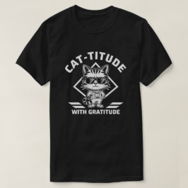 感謝の気持ち猫勇気付けられる Tシャツ
