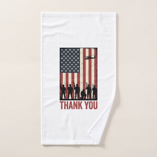 感謝の気持ち アメリカ国旗 Tシャツ デザイン_1 ハンドタオル (ハンドタオル)