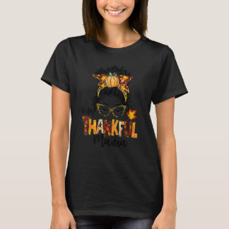感謝の気持ち メッシーなお団子 秋の紅葉 感謝祭 ママ Tシャツ