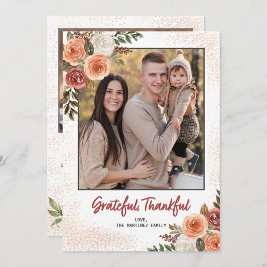 感謝の気持賛美ち2枚の感謝祭 シーズンカード (正面/裏面)