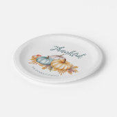 感謝の水の色のカボチャ感謝祭パーティー ペーパープレート (アングル)