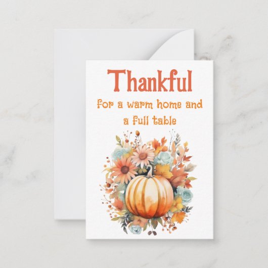 感謝の水の色のフローラカボチャ感謝 ノートカード (正面)
