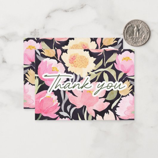 感謝の水の色の牡丹ありがとうノート ノートカード (正面/裏面インサイチュ)