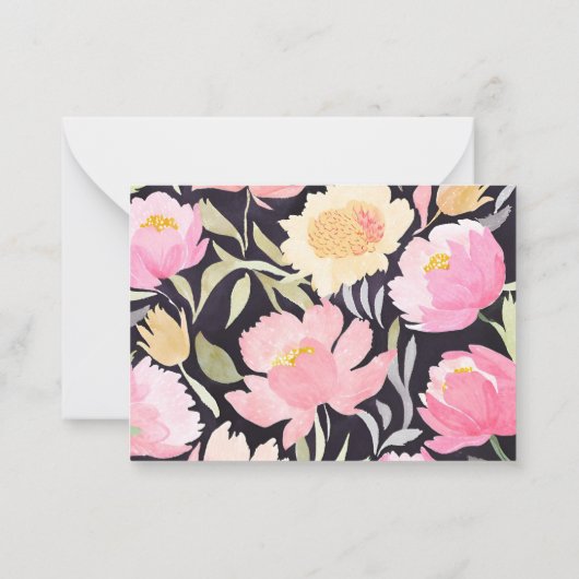 感謝の水の色の牡丹ありがとうノート ノートカード (裏面)