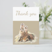 感謝の水の色シール家族の動物野生動物 サンキューカード (スタンド正面)