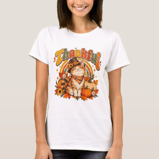 感謝の猫の感謝祭Tシャツ | レトロヴィンテージ Tシャツ