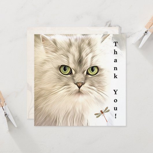 感謝の猫カード カード (正面/裏面インサイチュ)