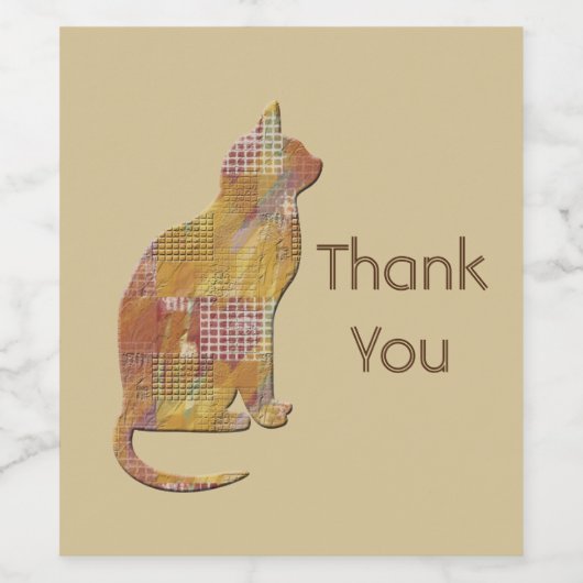 感謝の猫シッターPatchwork動物の感謝 ワインラベル (シングルラベル)