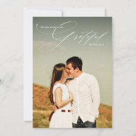 感謝の白いスクリプトカリグラフィー フルフォト シーズンカード