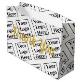 感謝の白い金ゴールドスクリプトのビジネスロゴパターン ラージペーパーバッグ (裏面アングル)