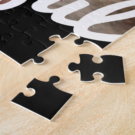 感謝の白黒のスクリプトのカスタム写真 ジグソーパズル (側面)