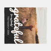 感謝の白黒のスクリプトのカスタム写真 フリースブランケット (正面(横))