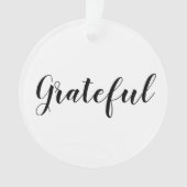感謝の白黒カスタムスクリプトかわいいクリスマス オーナメント (正面)