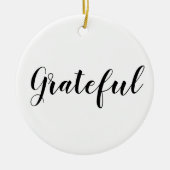 感謝の白黒カスタムスクリプトかわいいクリスマス セラミックオーナメント (正面)