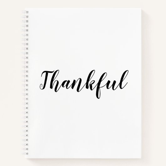感謝の白黒カスタムスクリプト文字かわいい ノートブック (正面)