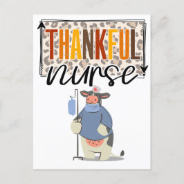 感謝の看護師のための感謝祭かわいい牛の看護師 ポストカード