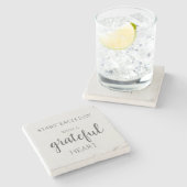 感謝の石で毎日を始めるハート ストーンコースター (横)