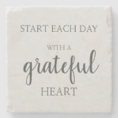 感謝の石で毎日を始めるハート ストーンコースター (正面)