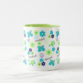 感謝の私は感謝し賛美たおもしろいブルーグリーンマグカップ ツートーンマグカップ (中央)