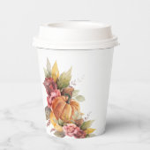 感謝の秋のオレンジカボチャ 紙コップ (裏面)