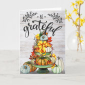 感謝の秋のカボチャタワー カード (黄色い花)