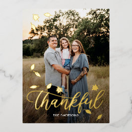 感謝の秋のホイル幸せな感謝はがき 箔シーズンポストカード