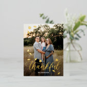 感謝の秋のホイル幸せな感謝はがき 箔シーズンポストカード (立ち正面)