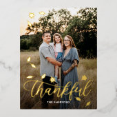 感謝の秋のホイル幸せな感謝はがき 箔シーズンポストカード (正面)