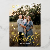 感謝の秋のホイル感謝のフォトカード 箔シーズンカード (正面)