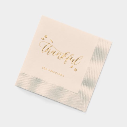 感謝の秋の感謝箔のスタンプ付きナプキン 箔ナプキン (左)