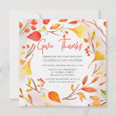 感謝の秋の紅葉 感謝祭の食事 招待状 (正面)