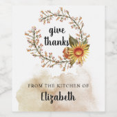 感謝の秋の色彩 水彩画 感謝祭 ワインラベル (シングルラベル)