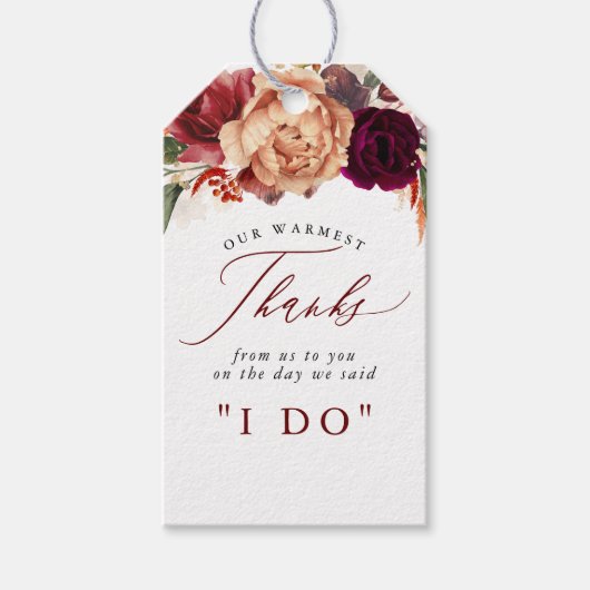 感謝の秋の花ボタニカル ラスティック ギフトタグ (正面)