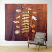 感謝の秋の落ち葉とパンプキン タペストリー (インサイチュ(横))