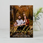 感謝の秋の葉の感謝祭家族写真 箔シーズンカード (立ち正面)