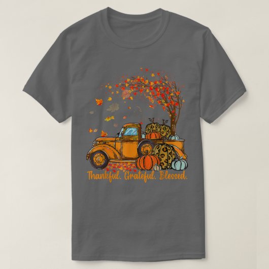 感謝の秋の賛美トラックがLeaに落ちる Tシャツ (デザイン正面)