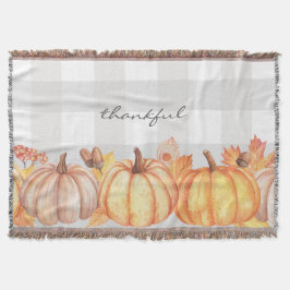 感謝の秋カボチャのデコール、編集可能な言葉遣い スローブランケット