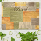 感謝の秋色ブロック キッチンタオル (折り畳み)