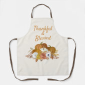 感謝の秋賛美オレンジホワイトカボチャ エプロン (正面)