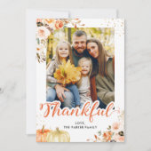 感謝の秋 ゴールド フラワーフォト2枚 感謝祭 シーズンカード (正面)