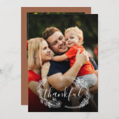 感謝の素朴フローラスクリプト写真Thanksgiving シーズンカード (正面/裏面)