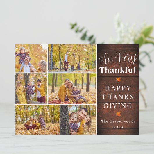 感謝の素朴秋感謝家族の写真 シーズンカード (スタンド正面)