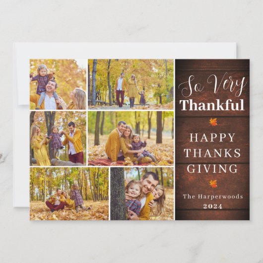 感謝の素朴秋感謝家族の写真 シーズンカード (正面)