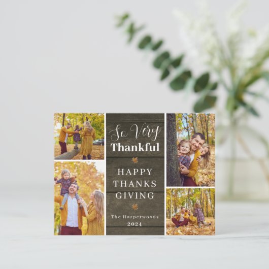 感謝の素朴秋感謝家族の写真 シーズンポストカード (スタンド正面)